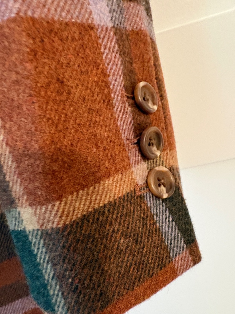 TALBOTS Orange and Olive Plaid Blazer - Picture 5 of 6